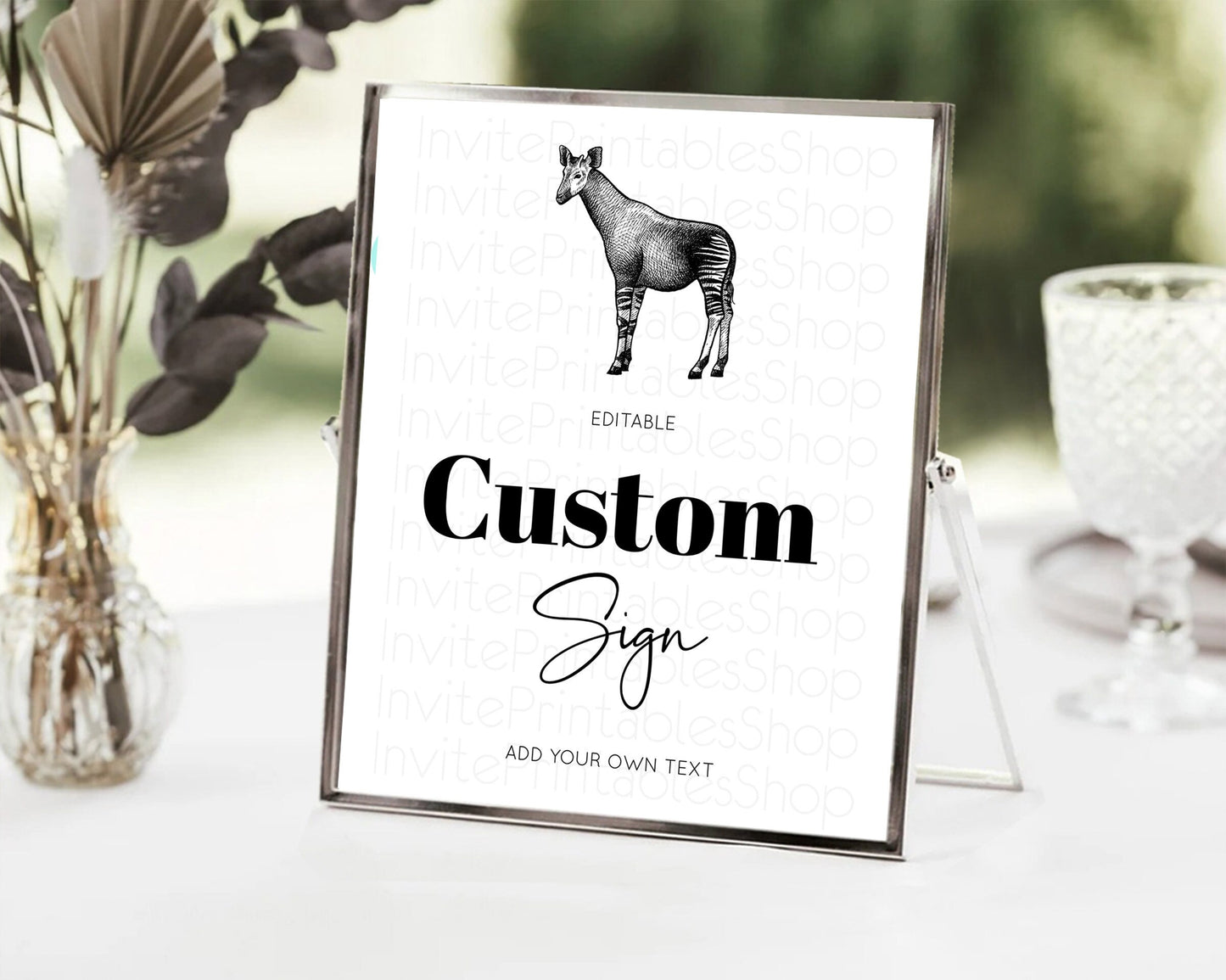 Okapi Sign Zoo Table Sign Decor Okapi Party Sign Template Safari Adventure Okapi Minimal Theme For 1st Birthday Baptism Baby Shower D10283