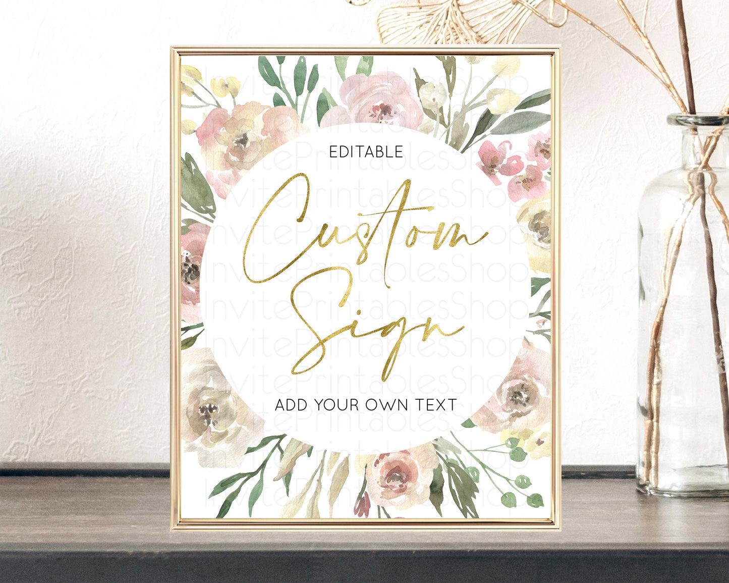 Wildflower Floral Table Sign Decor Secret Garden Sign Template Pastel Floral Garden Party Boho Flowers Birthday Baby Shower Wedding D10202