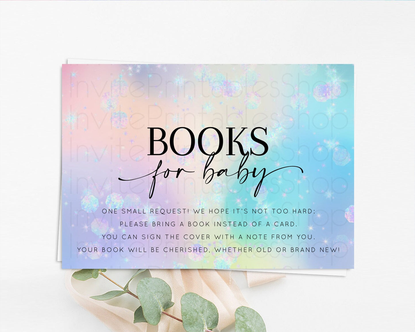 Rainbow Books For Baby Card Pastel Book Insert Colorful Pastel Watercolor Ombre Book Card Iridescent Sprinkles Book Poem Request D10665