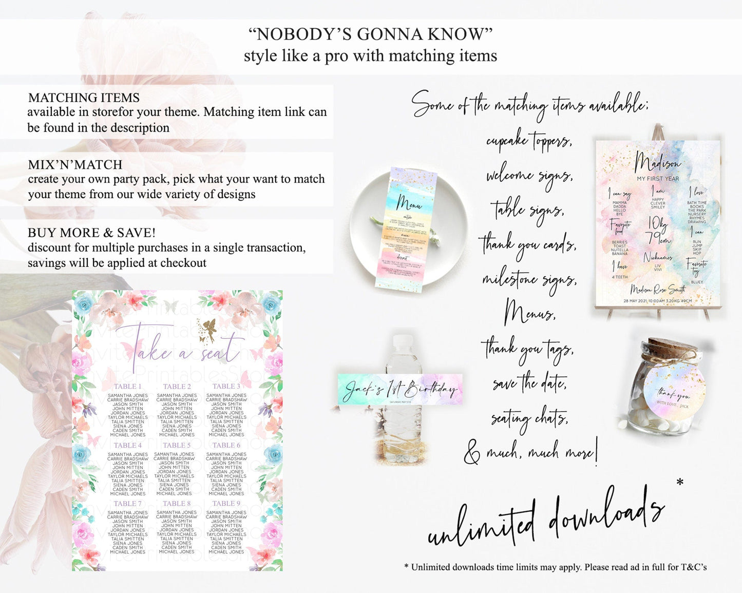 Fairy Seating Chart Pastel Fairy Seating Chart Fairy Tea Party Fairy Garden Seating Sign Enchanted Garden Floral Butterfly Decor D10126