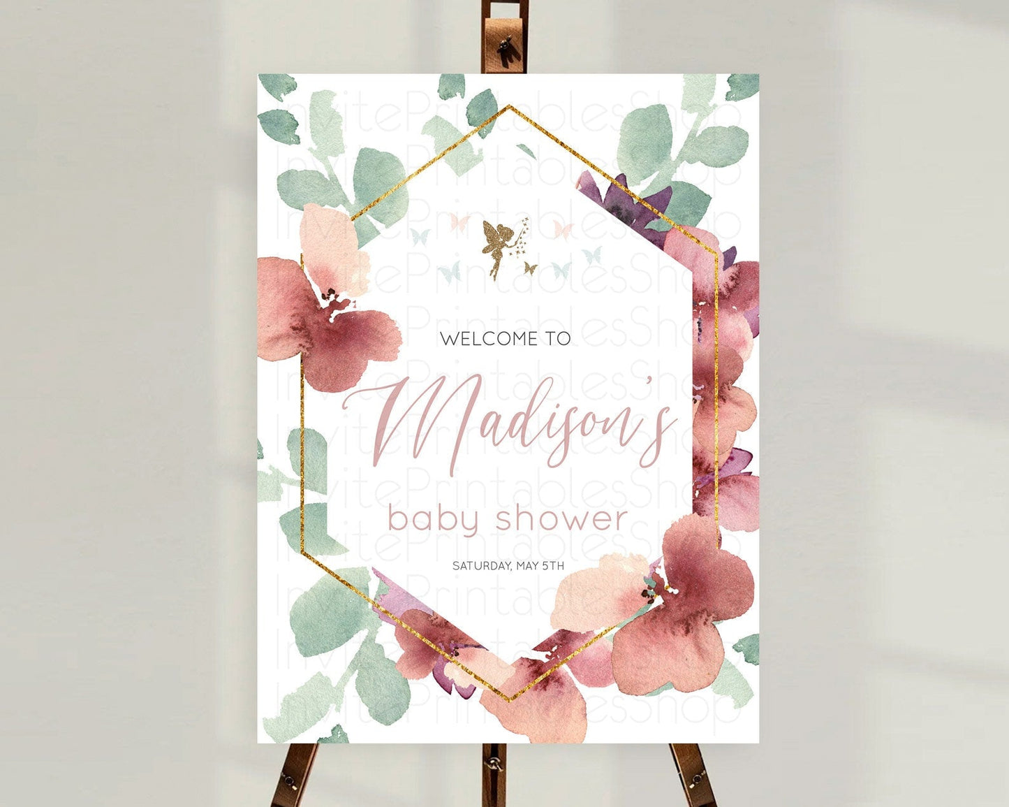Fairy Baby Shower Welcome Sign Fairy Welcome Board Enchanted Garden Pastel Floral Butterfly Decor Secret Garden Fairy Welcome Sign D10460
