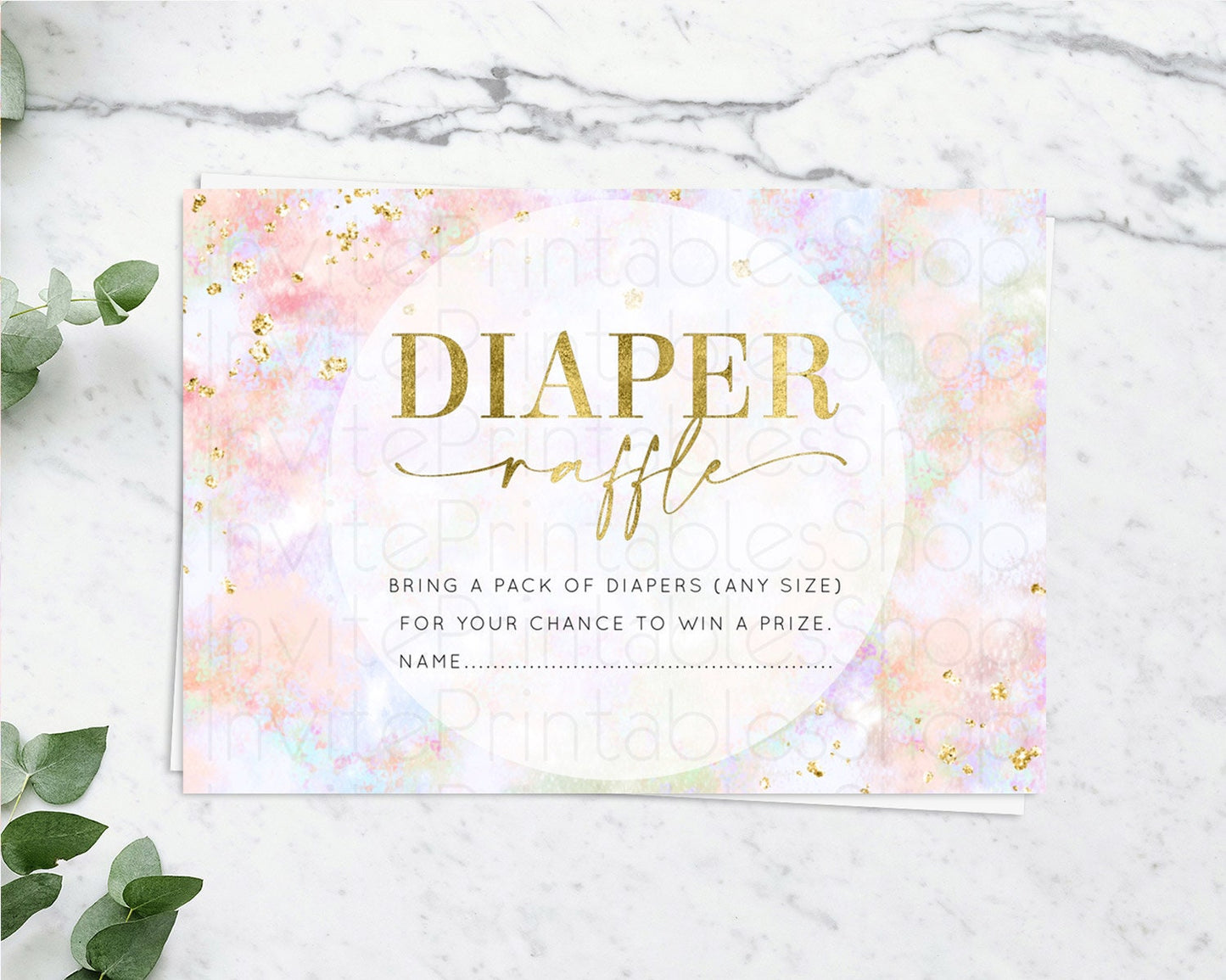 Pastel Diaper Raffle Card Pastel Rainbow Diaper Raffle Insert Colorful Ombre Watercolor Diaper Ticket Confetti Glitter Raffle Game D10649