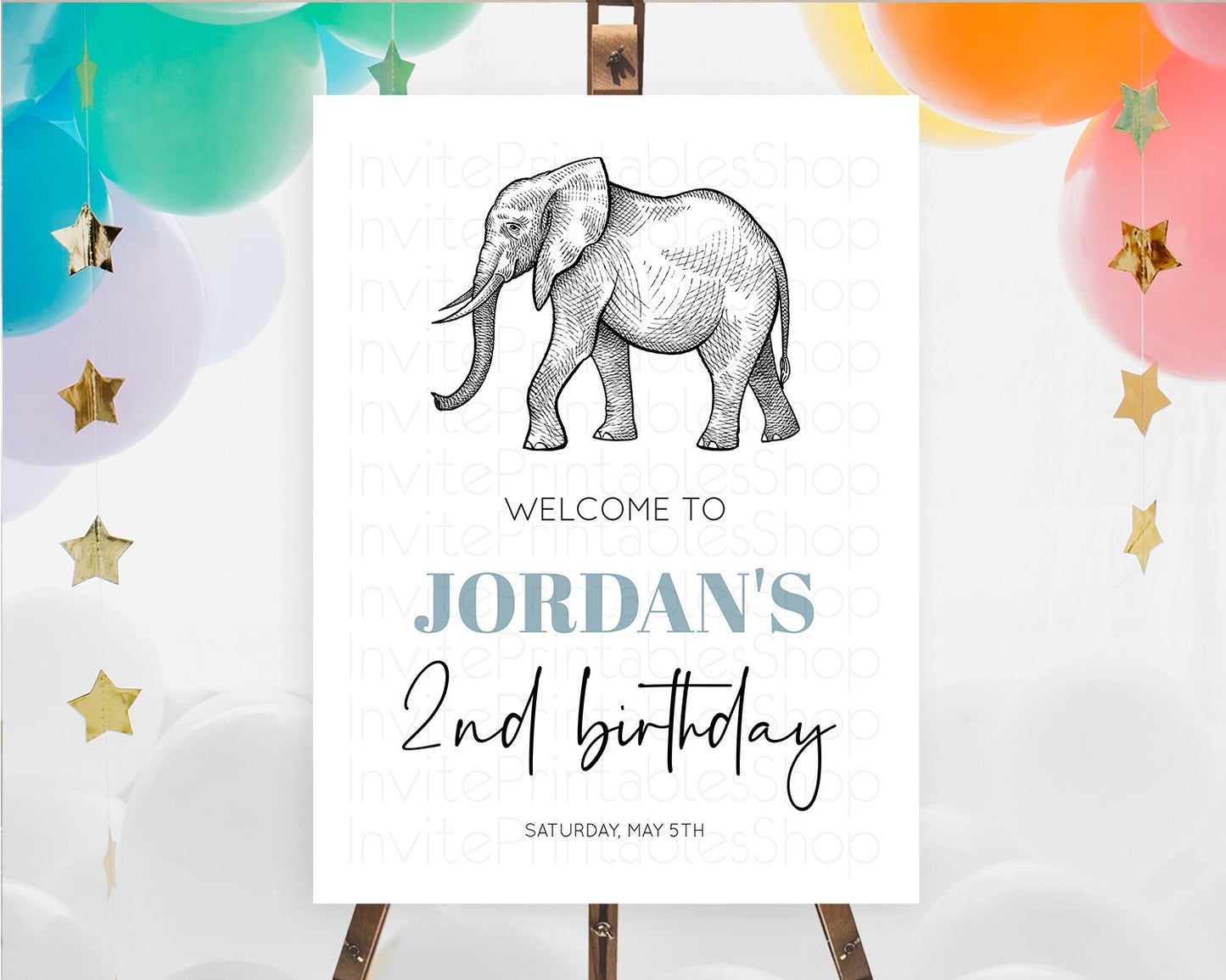 Elephant Welcome Sign Elephant Welcome Board Elephant Party Welcome Poster Safari Party Decor Elephant First Birthday Welcome Sign D10248