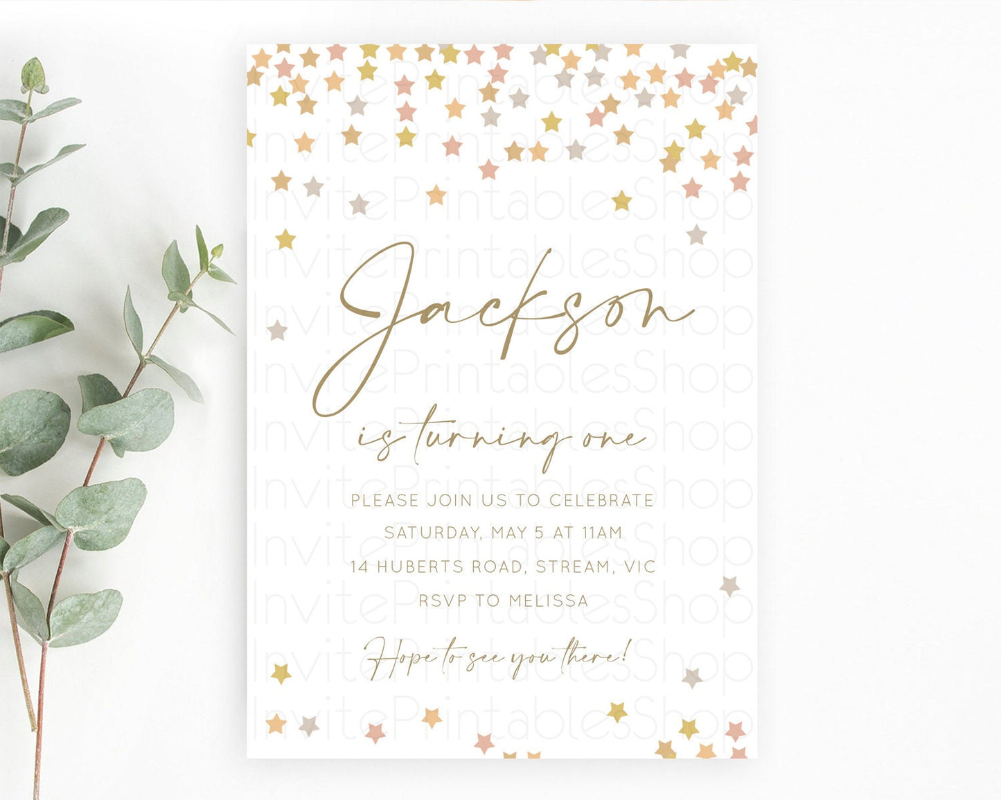 Star Birthday Invitation Pastel Stars Invite Shooting Star Party Rainbow Colorful Confetti Twinkle Little Star 2nd First Birthday D10342