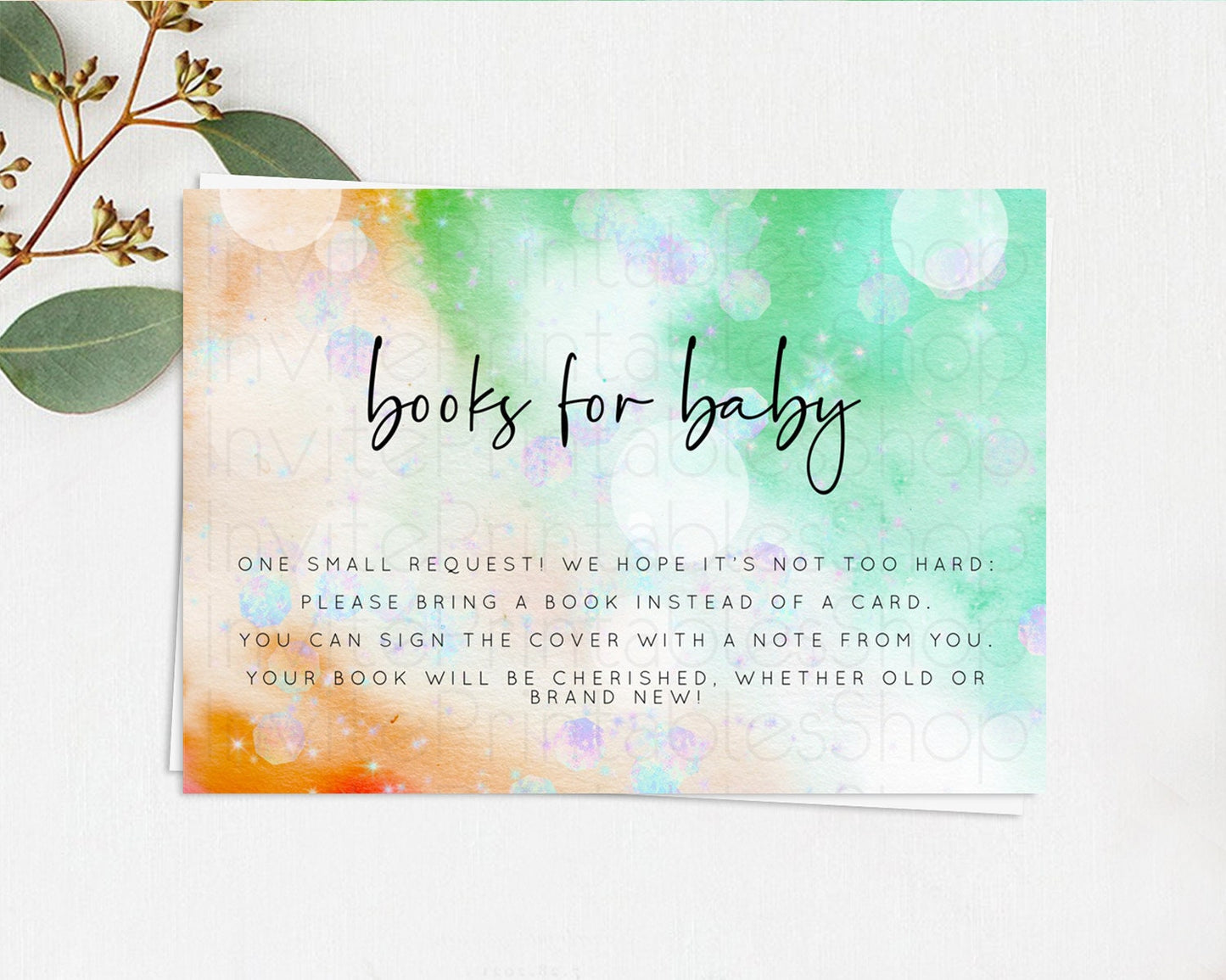 Rainbow Books For Baby Card Pastel Book Insert Colorful Pastel Watercolor Ombre Book Card Iridescent Sprinkles Book Poem Request D10691