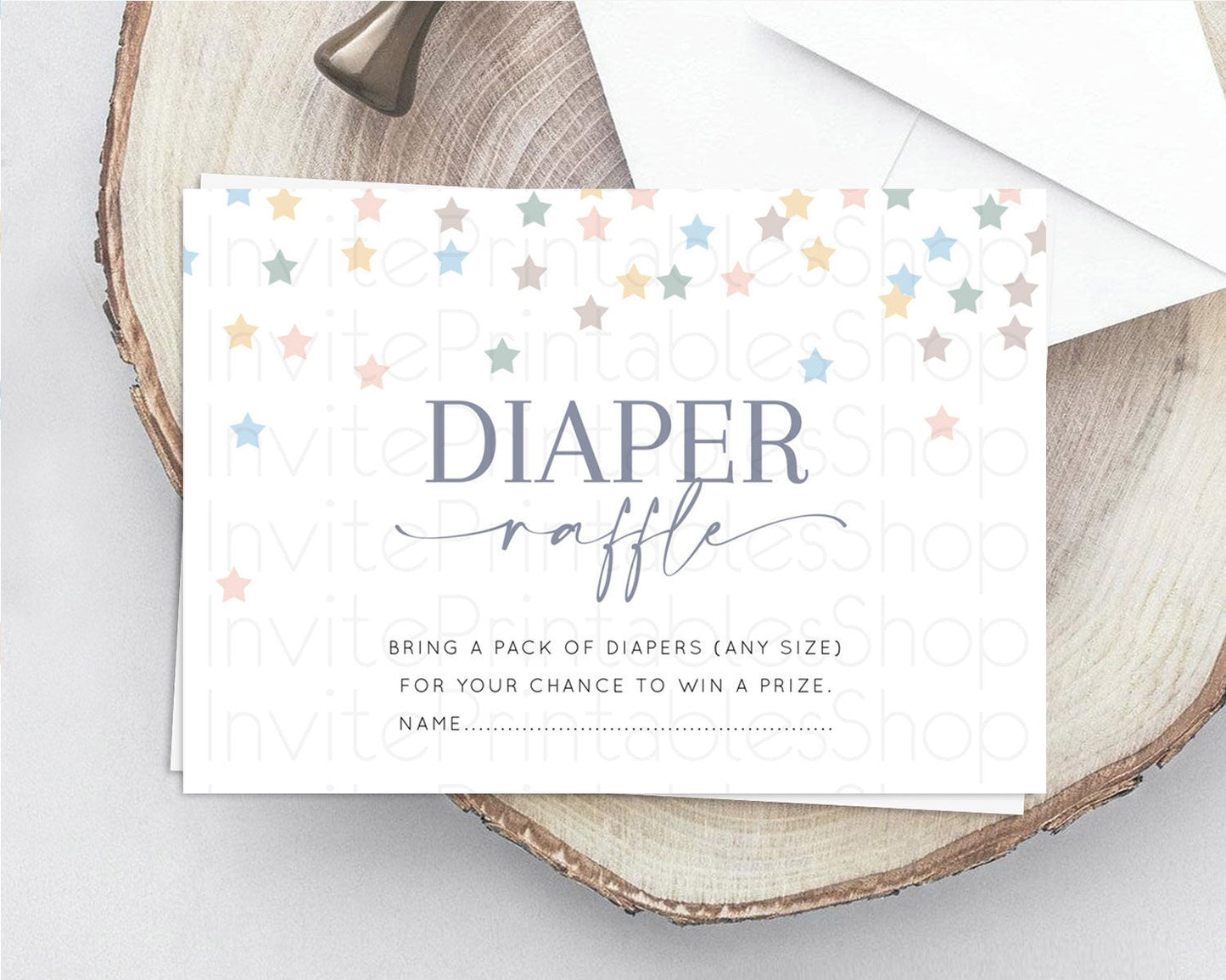 Pastel Star Diaper Raffle Card Shooting Star Diaper Raffle Insert Twinkle Little Star Diaper Ticket Rainbow Confetti Raffle Game D10795