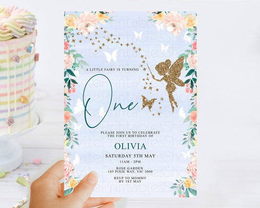 Fairy Birthday Invitation Fairy Invites Fairy Tea Party Fairy Garden Birthday Secret Garden Enchanted Garden Pastel Floral Butterfly D10794