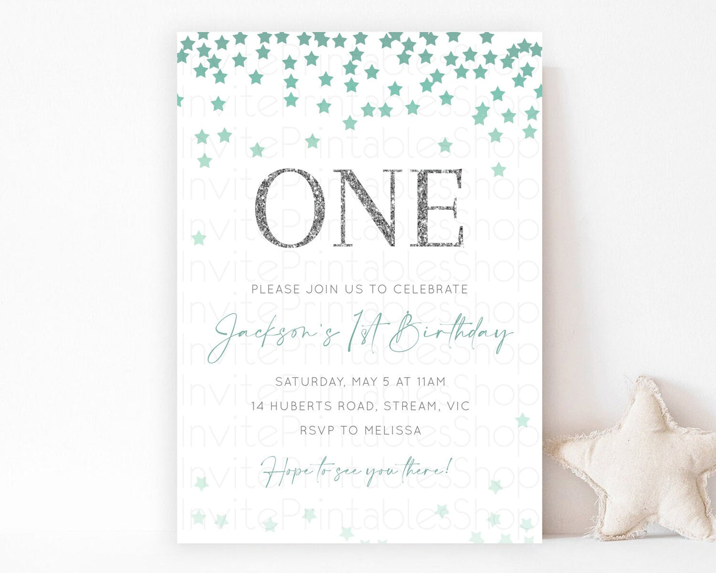 Star Birthday Invitation Pastel Stars Invite Shooting Star Party Rainbow Colorful Confetti Twinkle Little Star 2nd First Birthday D10310