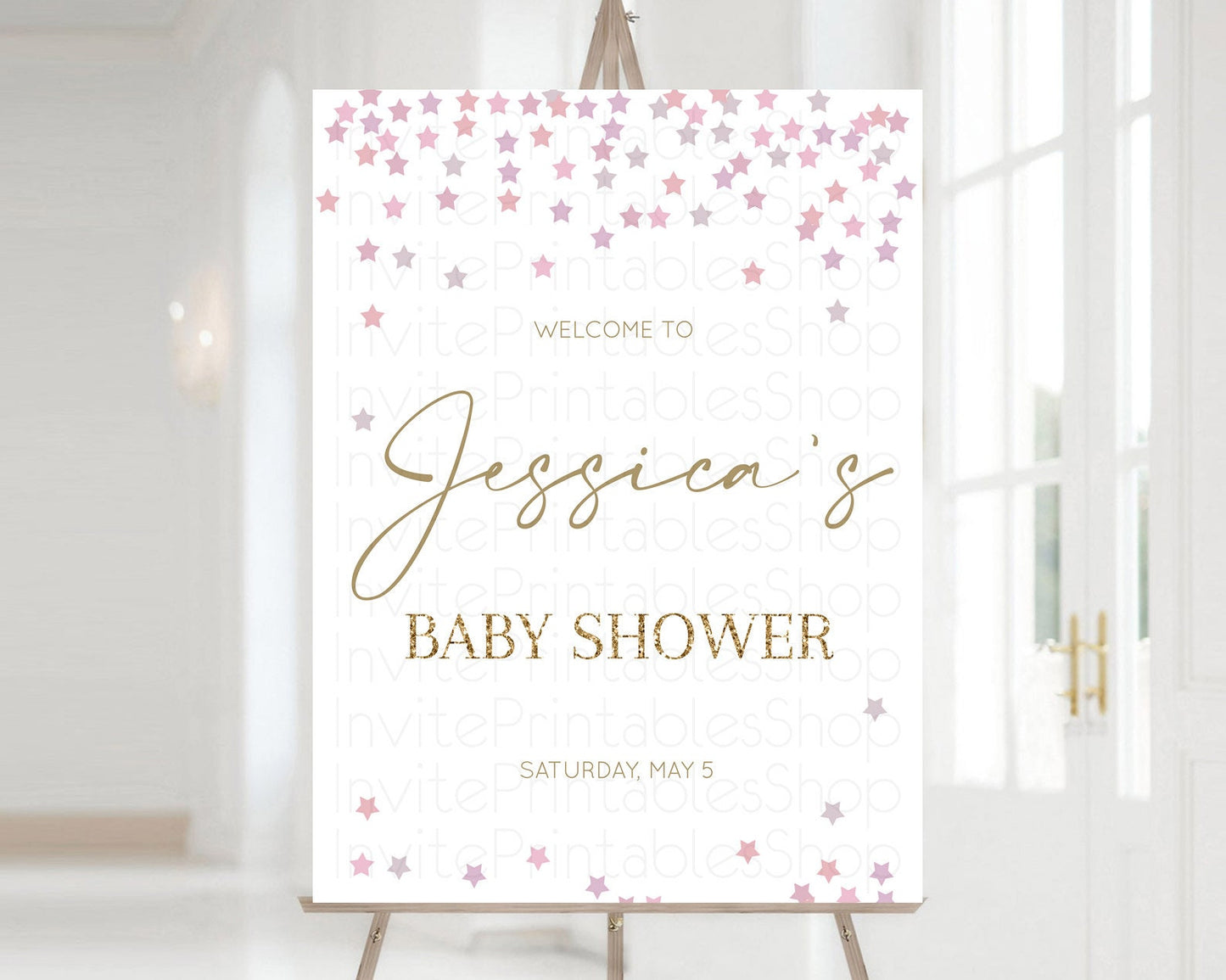 Star Baby Shower Welcome Board Pastel Stars Welcome Sign Shooting Star Rainbow Colorful Confetti Twinkle Little Star Welcome Sign D10344