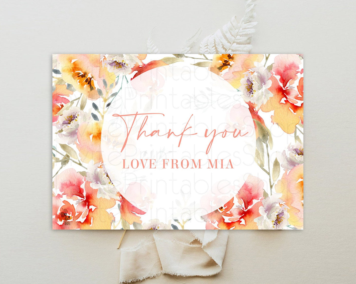 Secret Garden Thank You Wildflower Thank You Card Pastel Flower Garden Birthday Thank You Card Boho Floral Teacher Thank You Card D10280