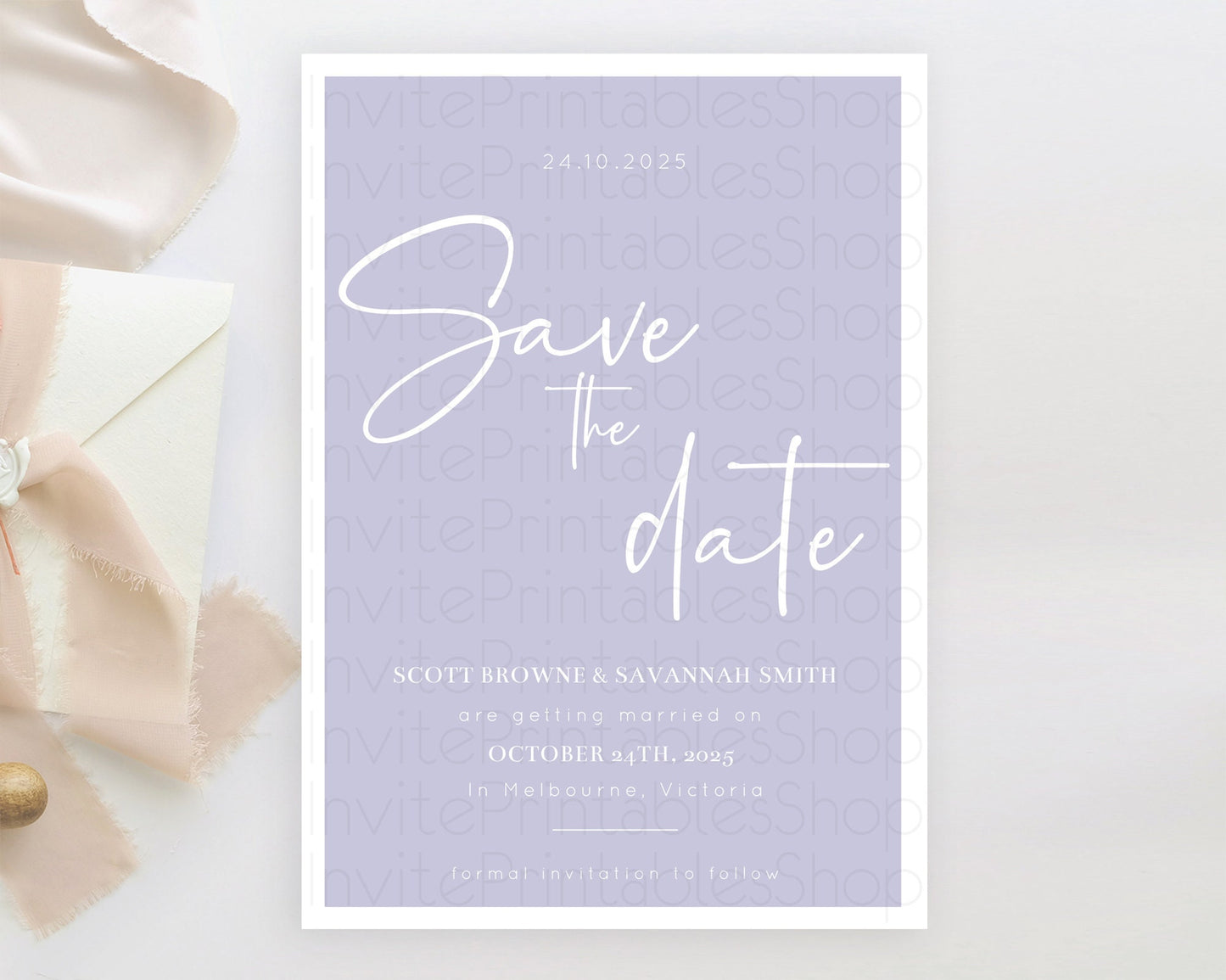 Minimalist Purple Save The Date Template Simple Modern Purple Party Theme For 1st Birthday Baptism Baby Shower Wedding Bridal Shower D10942