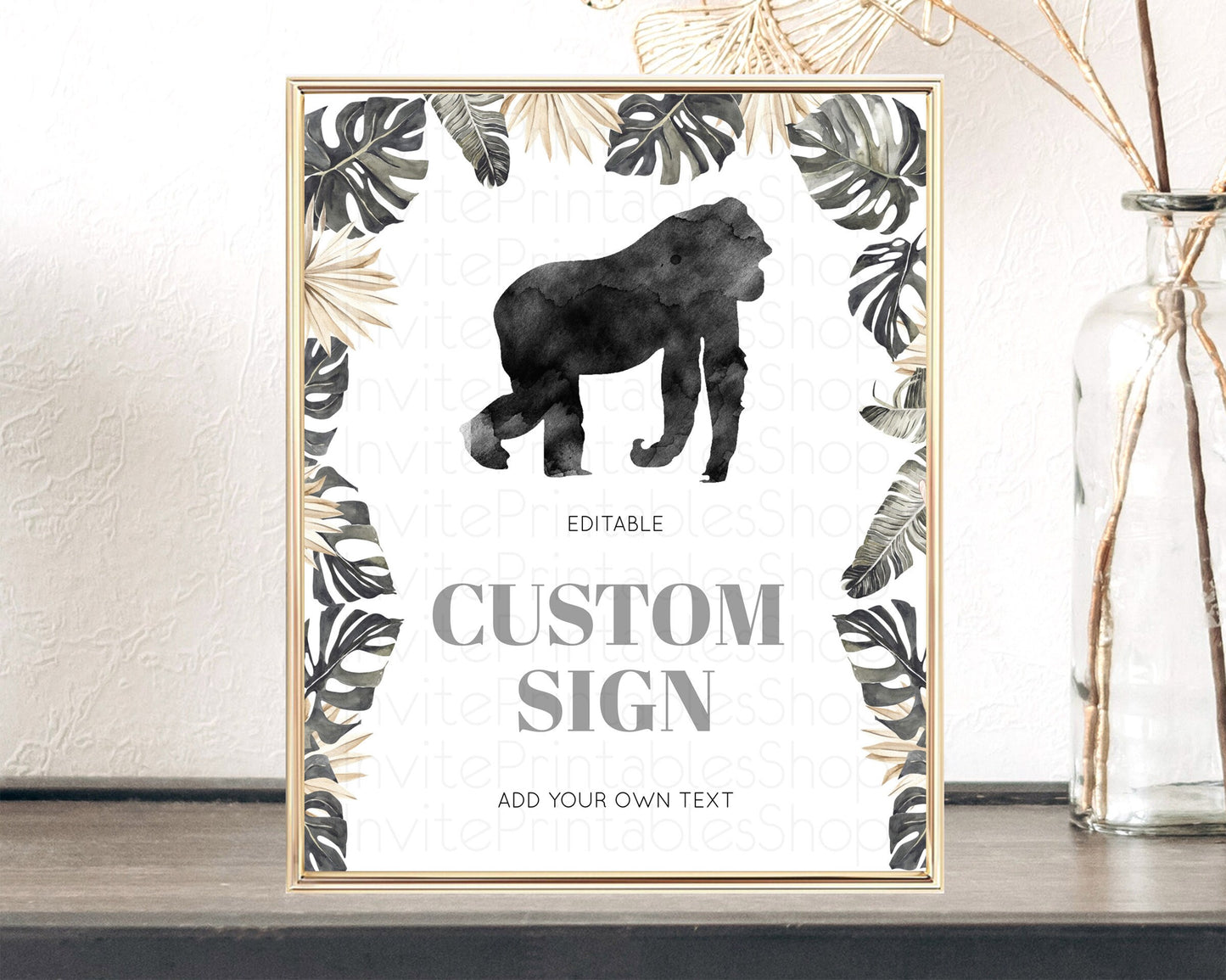 Editable Gorilla Table Sign Decor Gorilla Party Sign Template Safari Adventu