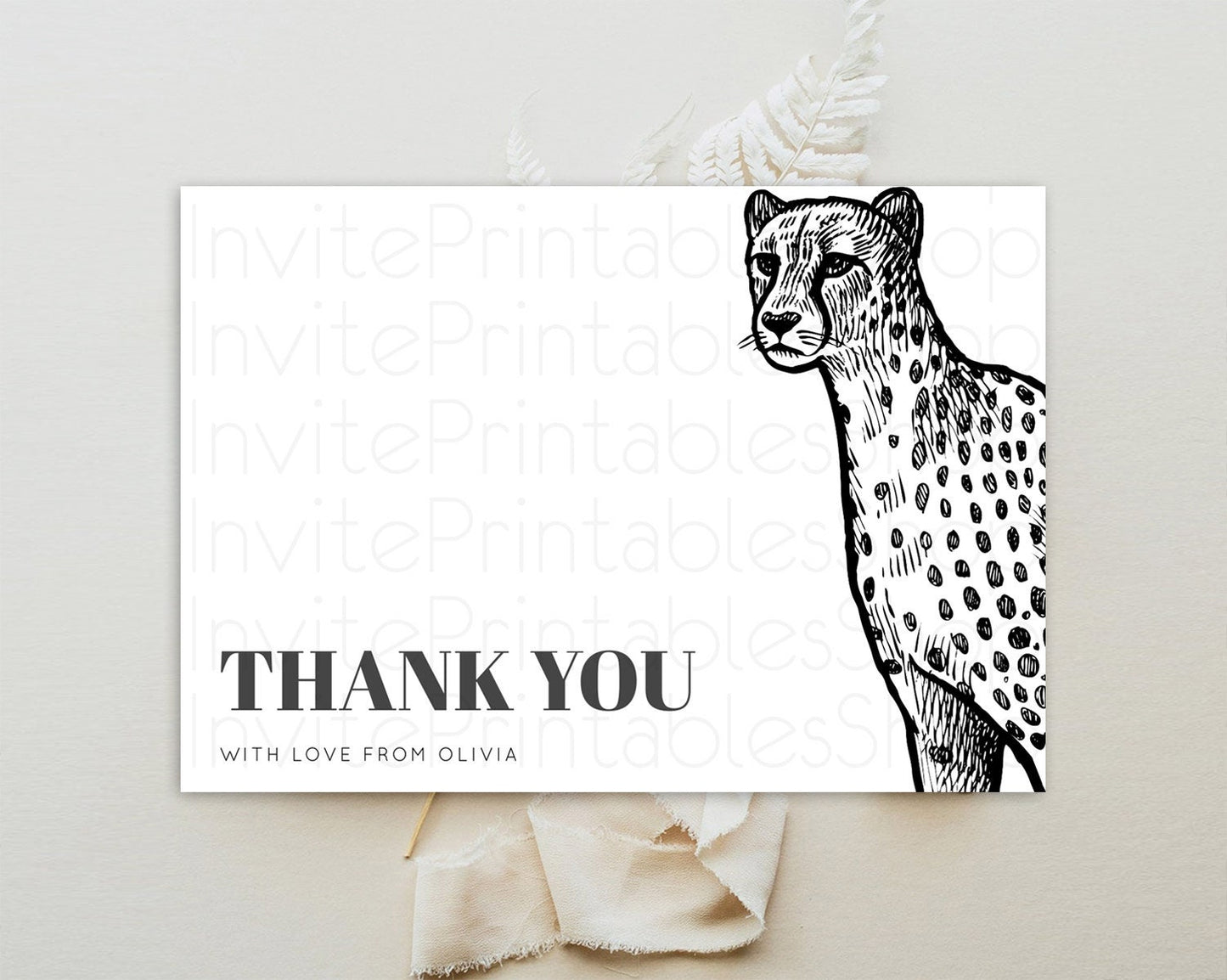 Cheetah Thank You Cheetah Thank You Card Cheetah Party Birthday Thank You Card Safari Card Template Cheetah Teacher Thank You Cards D10290