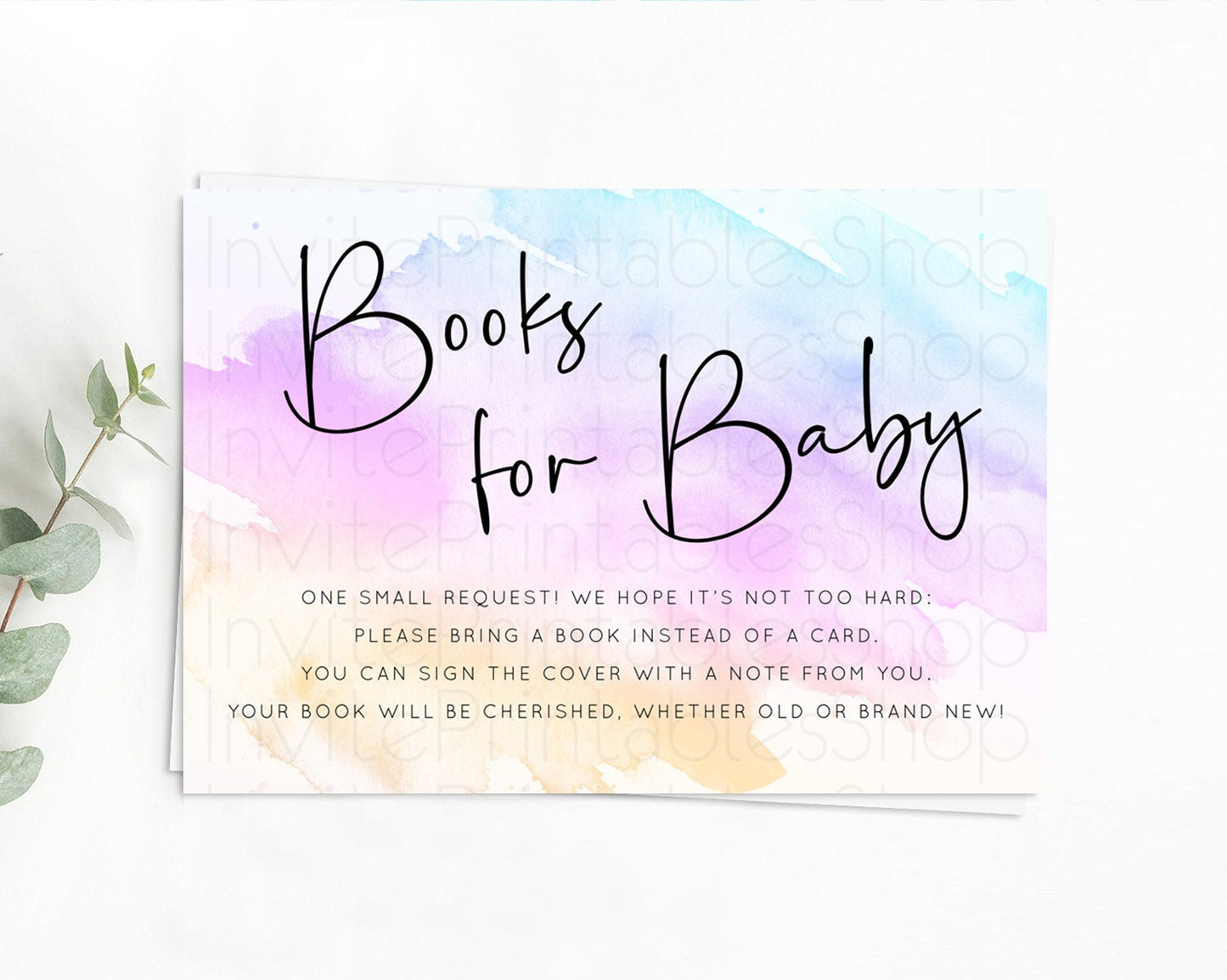 Pastel Books For Baby Card Pastel Rainbow Book Insert Colorful Ombre Watercolor Book Card Confetti Glitter Baby Book Poem Request D10177