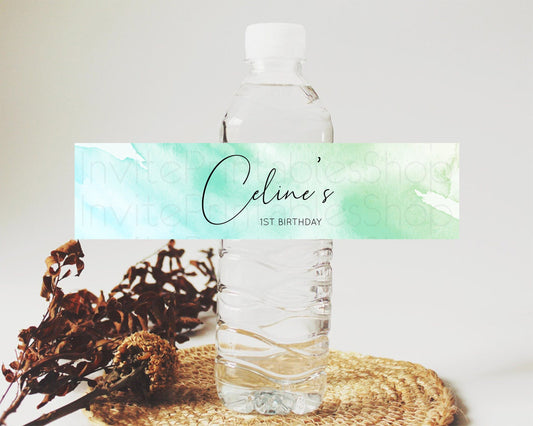 Editable Green Watercolor Water Label Template Ombre Green Watercolor Splash