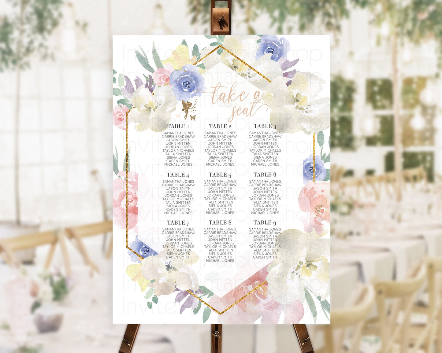 Fairy Seating Chart Pastel Fairy Seating Chart Fairy Tea Party Fairy Garden Seating Sign Enchanted Garden Floral Butterfly Décor D10829