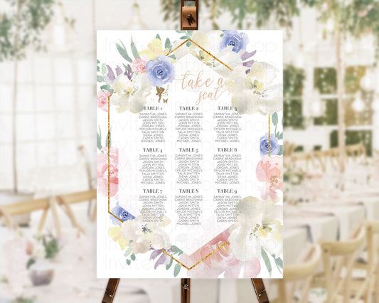 Fairy Seating Chart Pastel Fairy Seating Chart Fairy Tea Party Fairy Garden Seating Sign Enchanted Garden Floral Butterfly Décor D10829