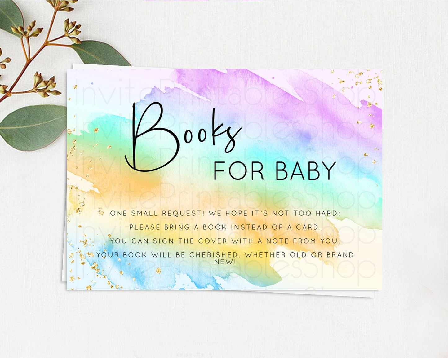 Pastel Books For Baby Card Pastel Rainbow Book Insert Colorful Ombre Watercolor Book Card Confetti Glitter Baby Book Poem Request D10427