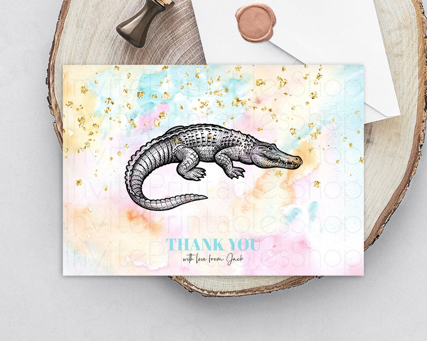 Pastel Croc Thank You Rainbow Gator Thank You Card Colorful Rainbow Croc Birthday Thank You Pastel Gator Teacher Thank You Template D10285