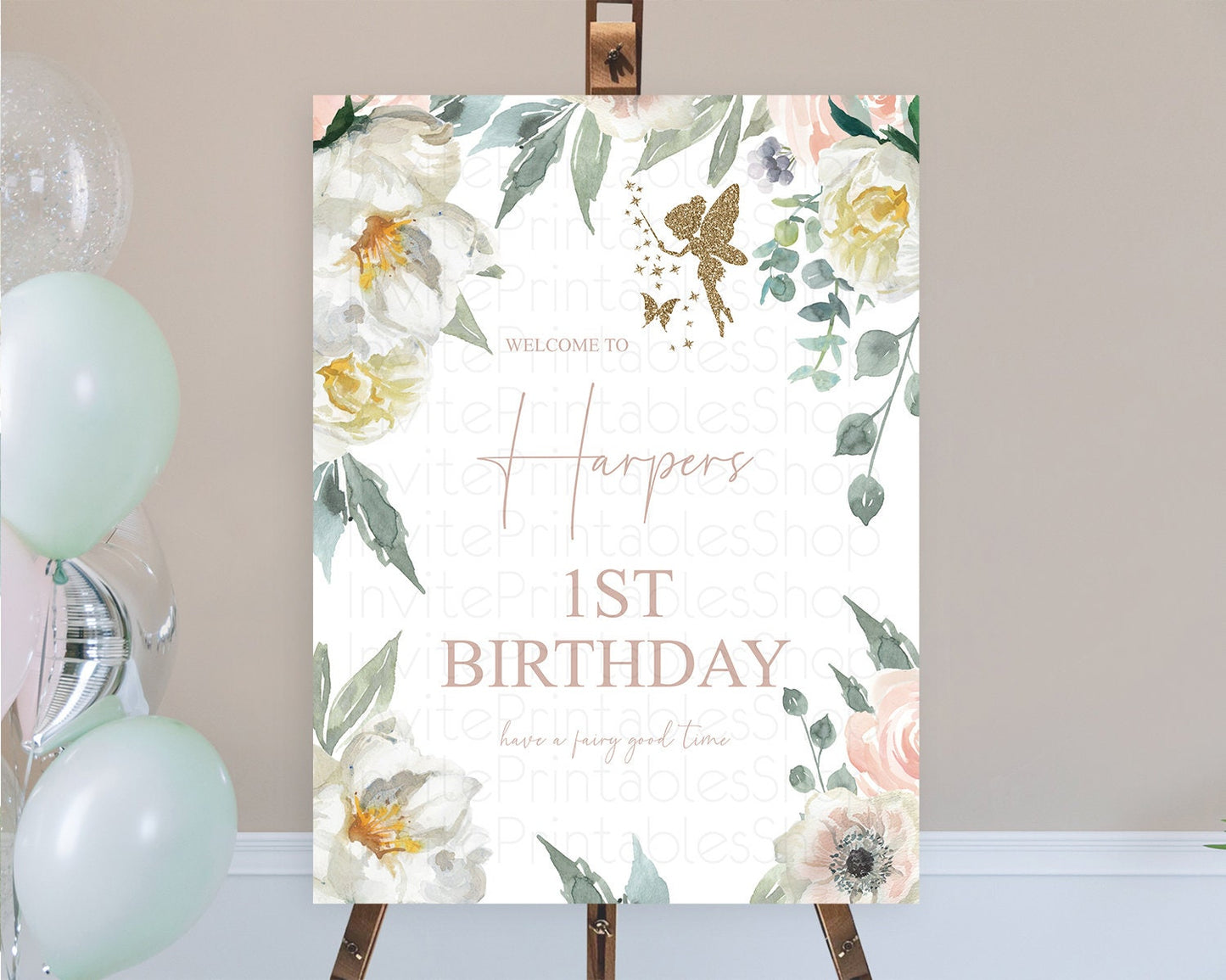 Fairy Welcome Sign Fairy Welcome Board Enchanted Garden Pastel Floral Butterfly Decor Secret Garden First Birthday Welcome Sign D10800