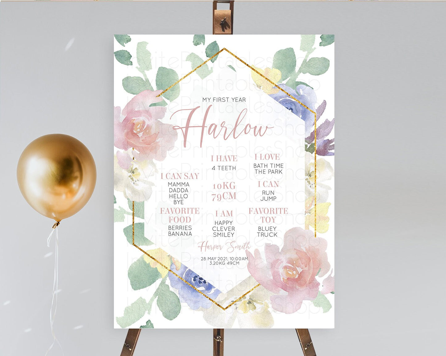 Secret Garden Milestone Board Wildflower First Birthday Milestone Poster Pastel Flowers Milestone Boho Wildflower 1st Birthday Sign D10254