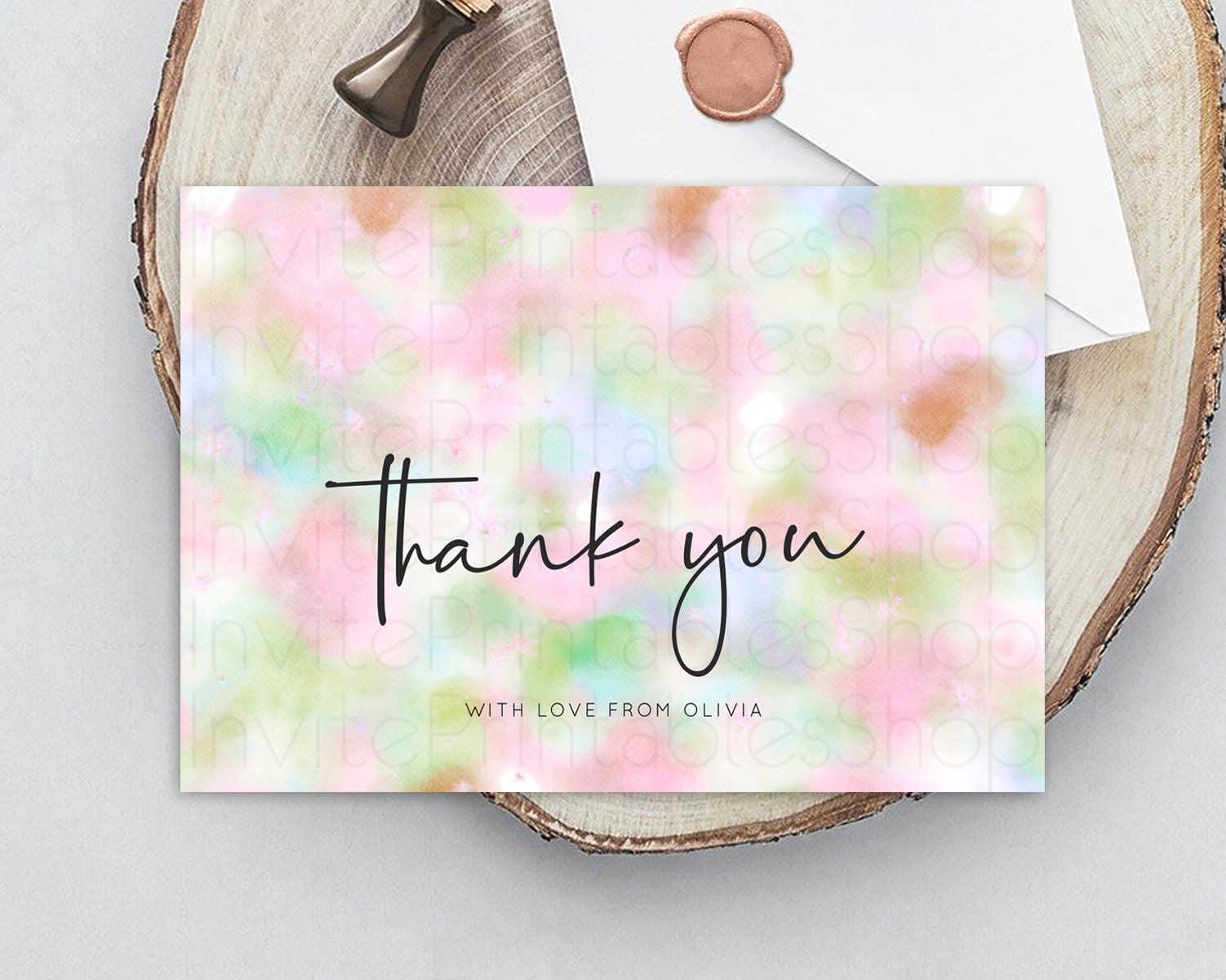 Editable Pastel Thank You Rainbow Thank You Card Colorful Pastel Birthday Th