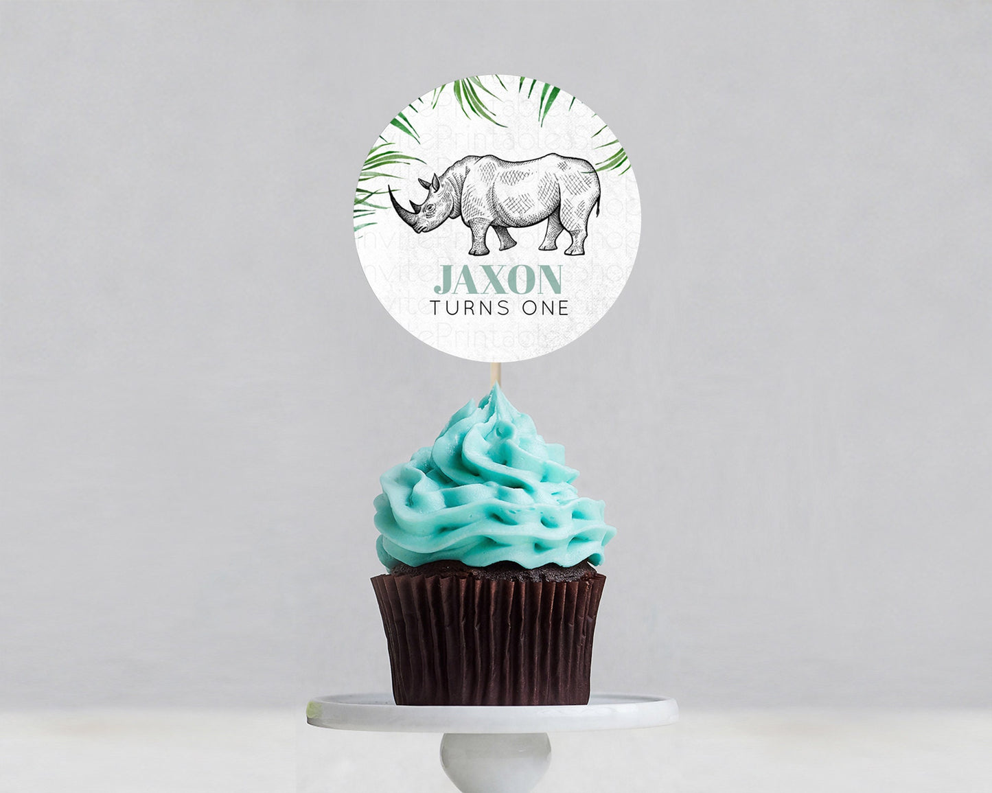 Rhino Cupcake Toppers Rhino Cupcake Rhino Take A Cupcake Toppers Rhino Safari Adventure Decor Zoo Party Rhino Palm Leaf Décor D10848