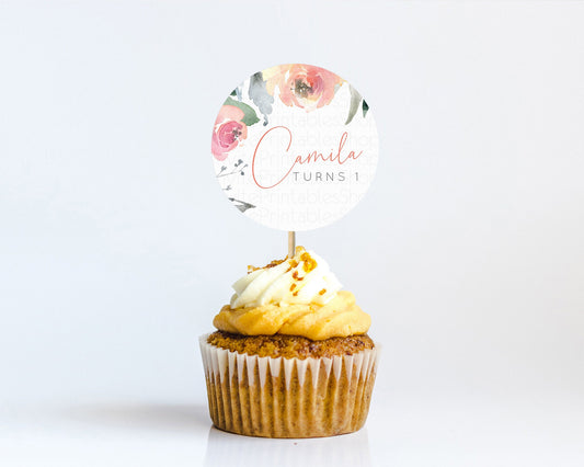 Editable Secret Garden Cupcake Toppers Wildflower Cupcake Toppers Pastel Flo
