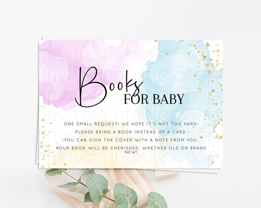 Editable Pastel Books For Baby Card Pastel Rainbow Book Insert Colorful Ombr