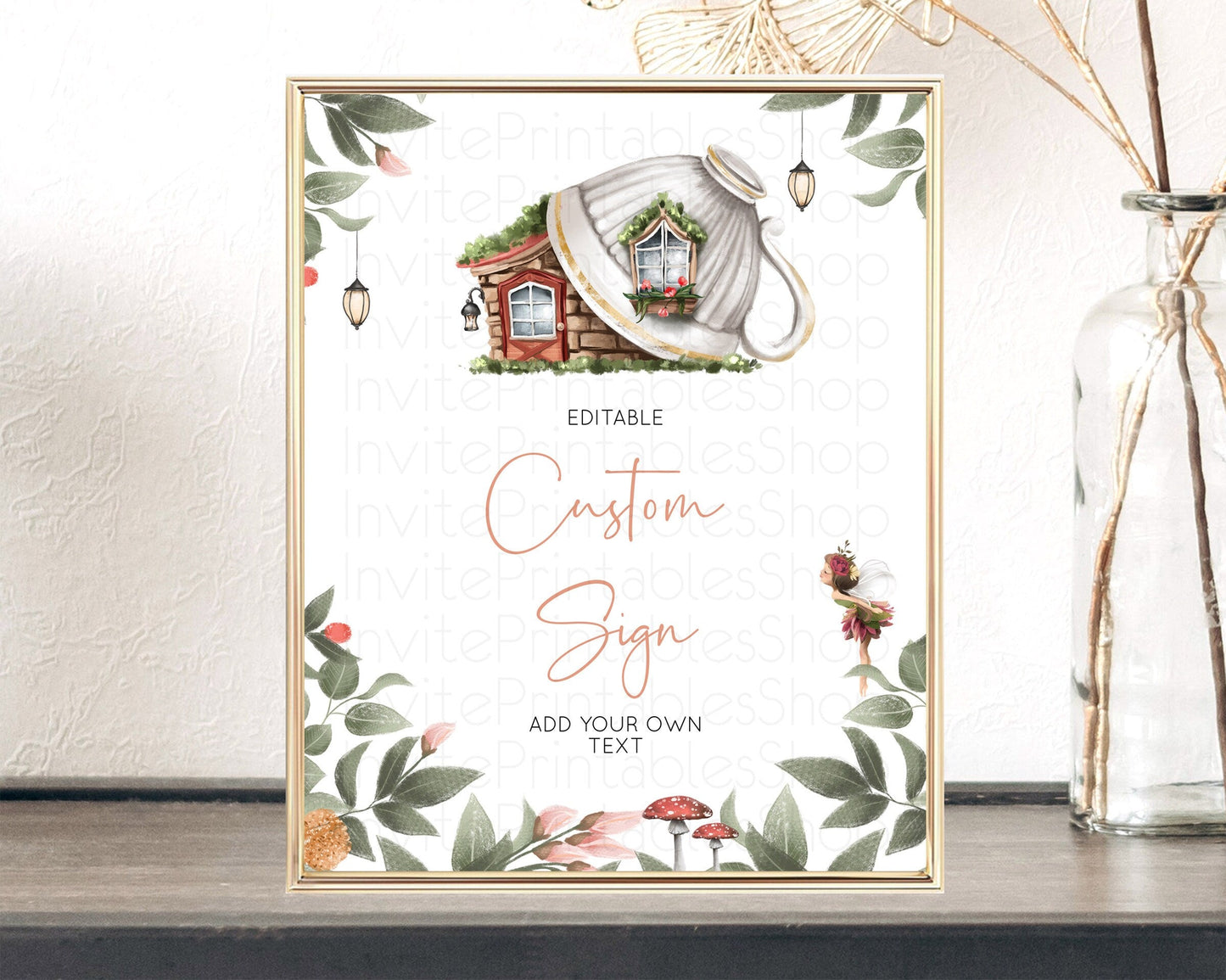 Fairy Sign Enchanted Garden Table Sign Decor Pastel Floral Butterfly Party Secret Garden Birthday Baptism Baby Shower Bridal Shower D10851