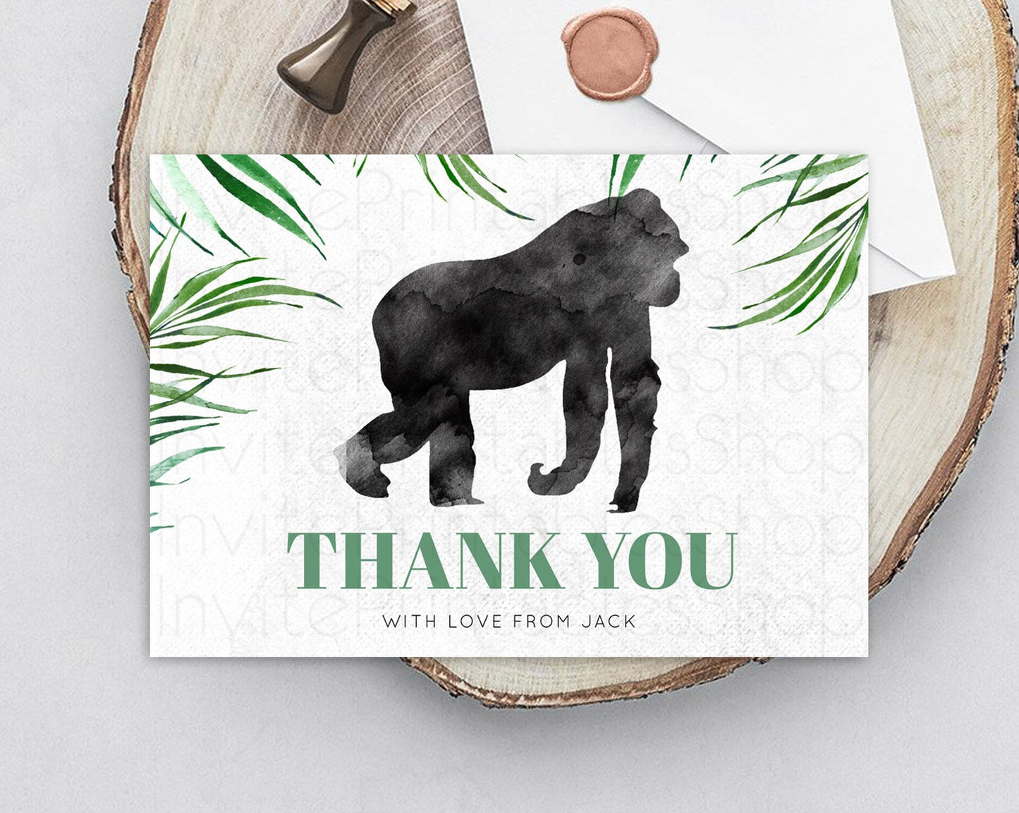 Gorilla Thank You Gorilla Thank You Card Gorilla Party Birthday Thank You Card Safari Card Template Gorilla Teacher Thank You Cards D10840