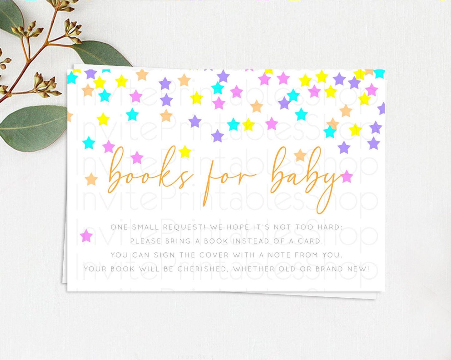 Pastel Star Books For Baby Card Shooting Star Book Insert Twinkle Little Star Book Card Rainbow Confetti Guests Book Poem Request D10397