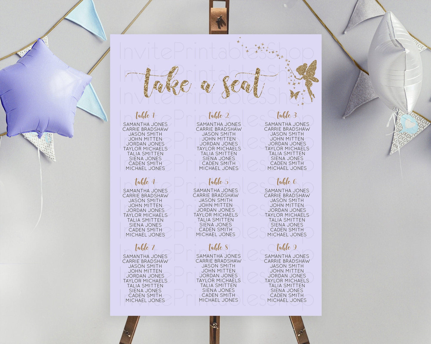 Fairy Seating Chart Pastel Fairy Seating Chart Fairy Tea Party Fairy Garden Seating Sign Enchanted Garden Floral Butterfly Decor D10389