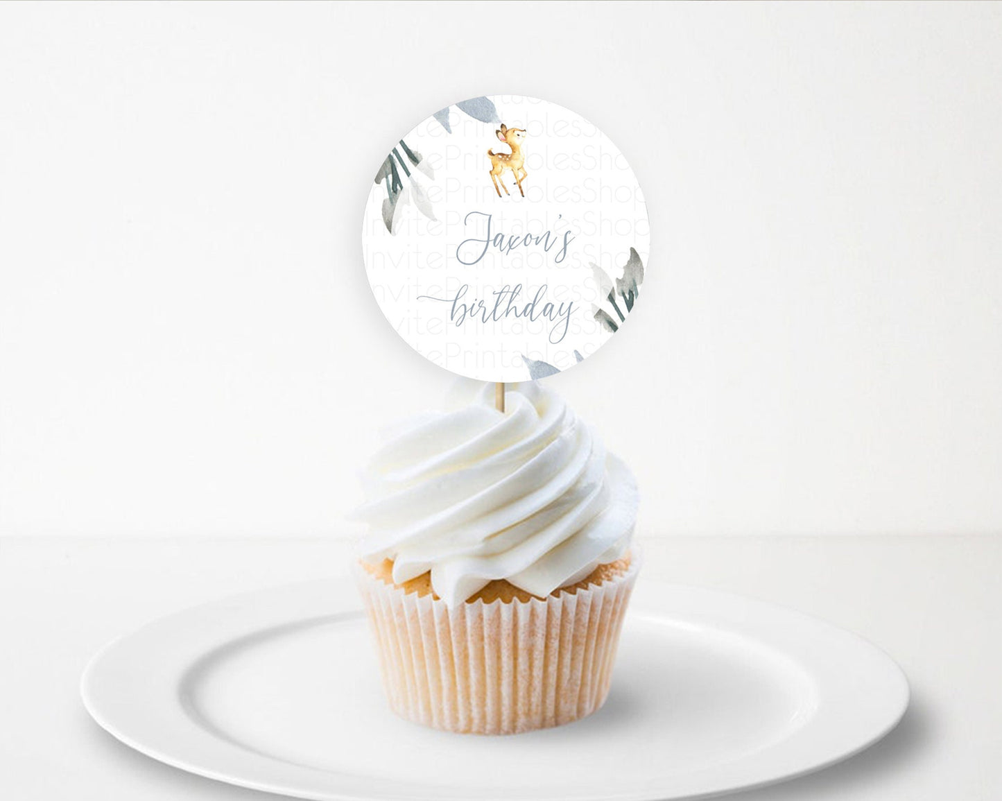 Fawn Cupcake Toppers Deer Cupcake Toppers Enchanted Forest Party Butterfly Pastel Flowers Woofland Cupcake Toppers First Birthday D10400