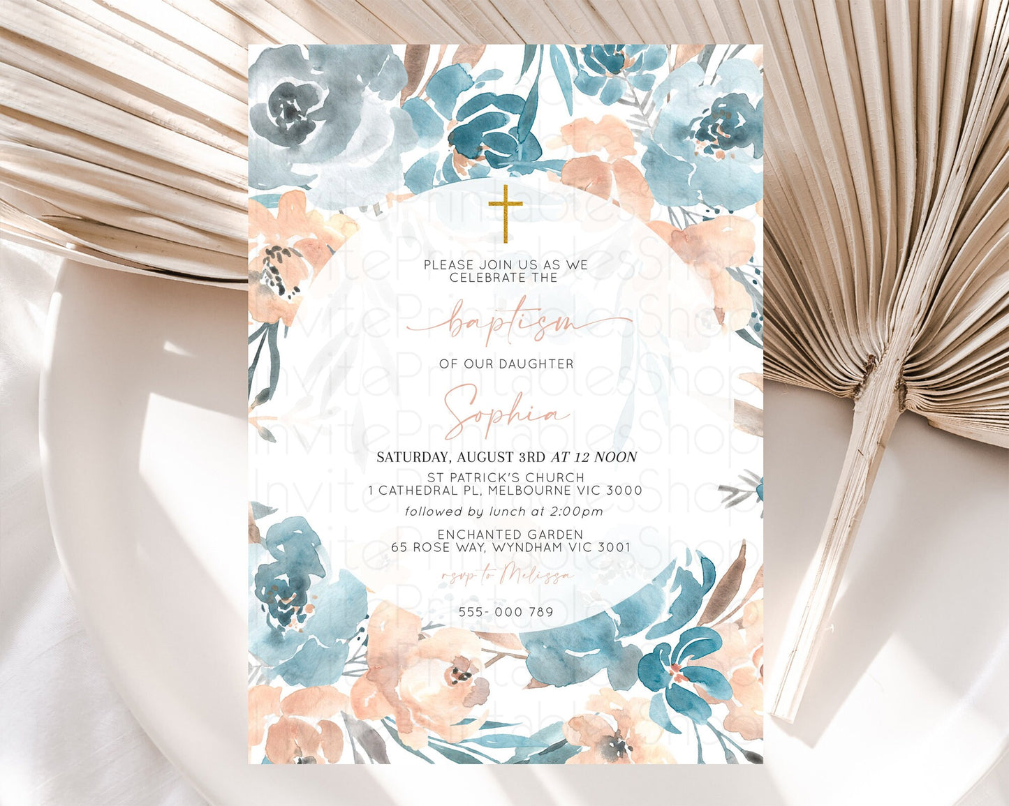 Secret Garden Baptism Invitation Wildflower Baptism Birthday Invite Pastel Flowers Christening Invite Enchanted Garden Boho Floral  D10190