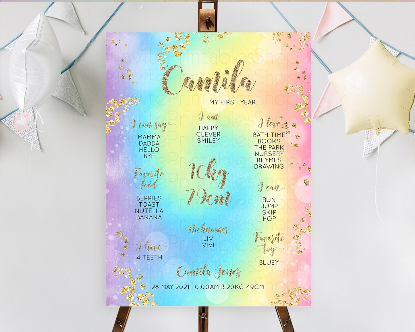 Tie Dye Milestone Board Rainbow First Birthday Milestone Poster Pastel Milestone Colorful Milestone Board Pastel Rainbow Birthday D10568