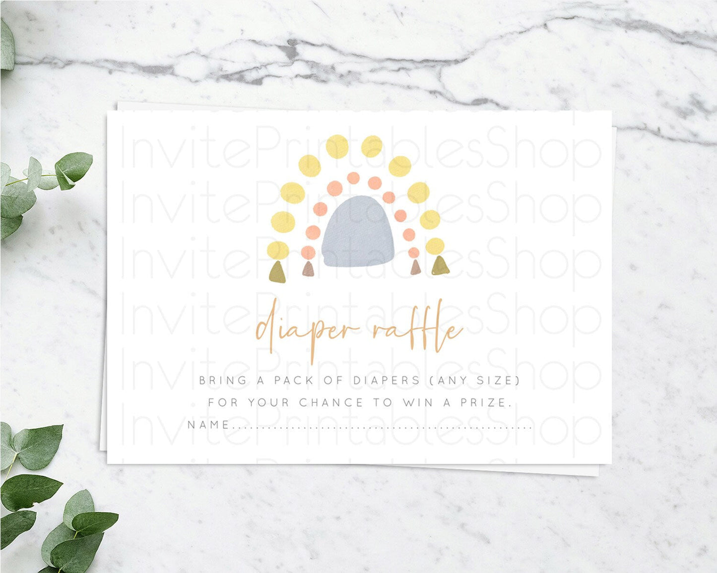 Pastel Rainbow Diaper Raffle Card Boho Rainbow Diaper Insert Boho Rainbow Diaper Ticket Pastel Watercolor Baby Shower Raffle Game D10688