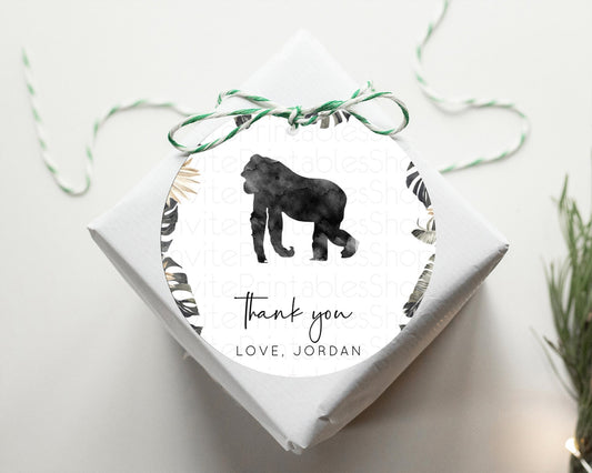 Gorilla Thank You Tags Gorilla Thank You Gift Tags Gorilla Party Favor Tags Safari Adventure Decor Gorilla First Birthday Thank You D10804