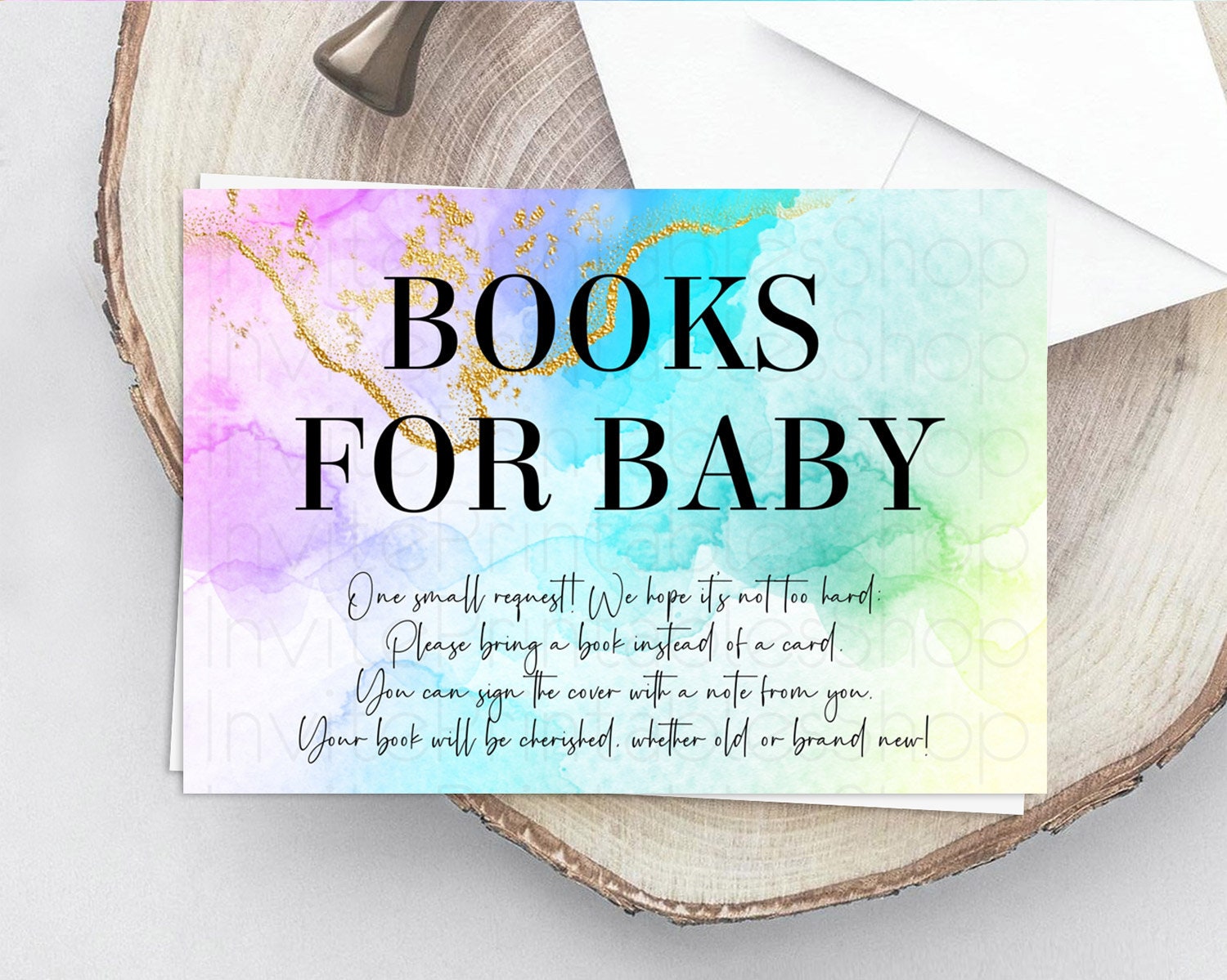 Editable Pastel Books For Baby Card Pastel Rainbow Book Insert Colorful Ombr