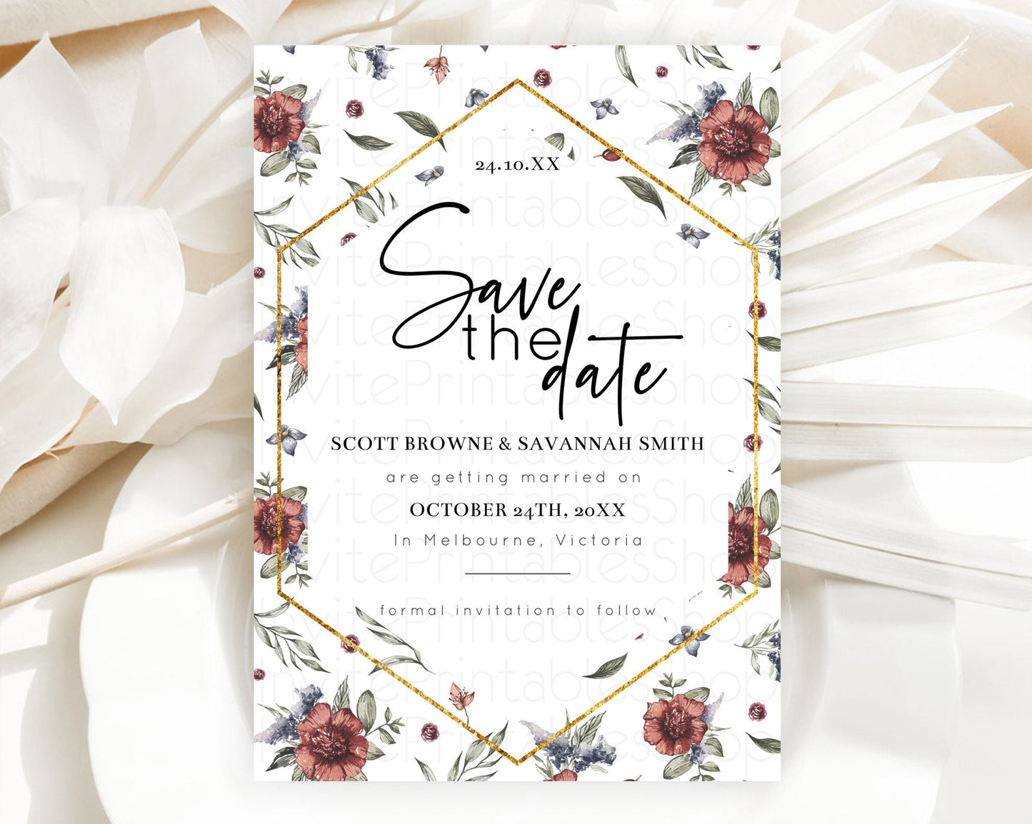 Wildflower Save The Date Template Secret Garden Save The Date Pastel Floral Garden Party Boho Flowers Birthday Baby Shower Wedding D10503