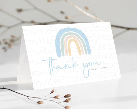 Editable Pastel Rainbow Thank You Boho Rainbow Thank You Card Rainbow Birthd