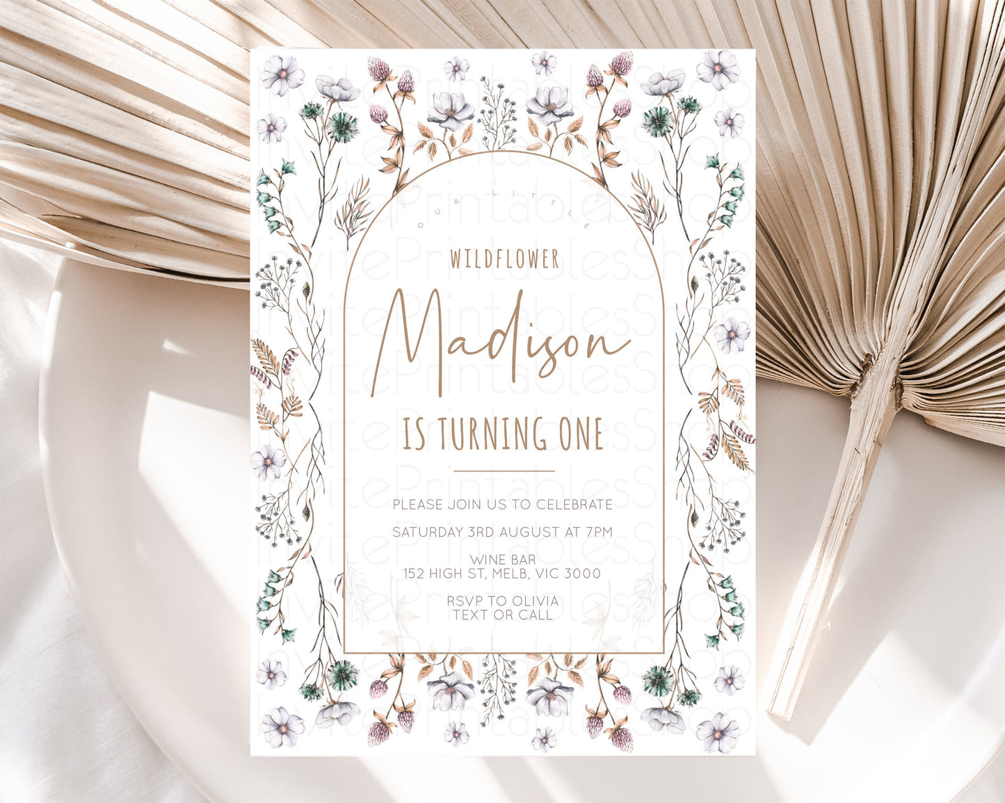 Wildflower Birthday Invitation Floral Invite Enchanted Garden Invite Secret Garden Invite Garden Tea Party Boho Wild One 1st 2nd 3rd 587v2