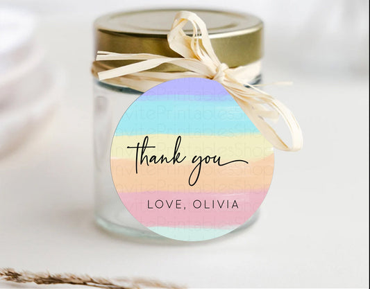 Editable Pastel Thank You Tags Rainbow Thank You Gift Tags Colorful Pastel F