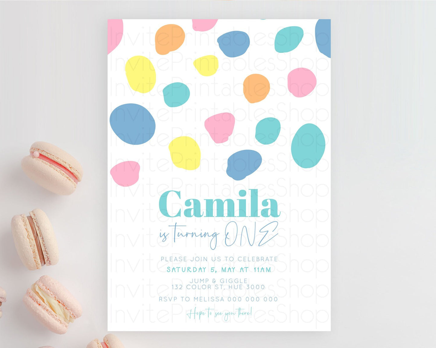 Pastel Birthday Invitation Pastel Confetti Birthday Invitation Bubbles Invitation Colorful Rainbow Confetti 2nd 1st First Birthday D11046