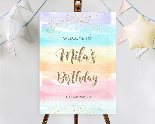Editable Pastel Welcome Sign Pastel Rainbow Welcome Sign Colorful Rainbow Co
