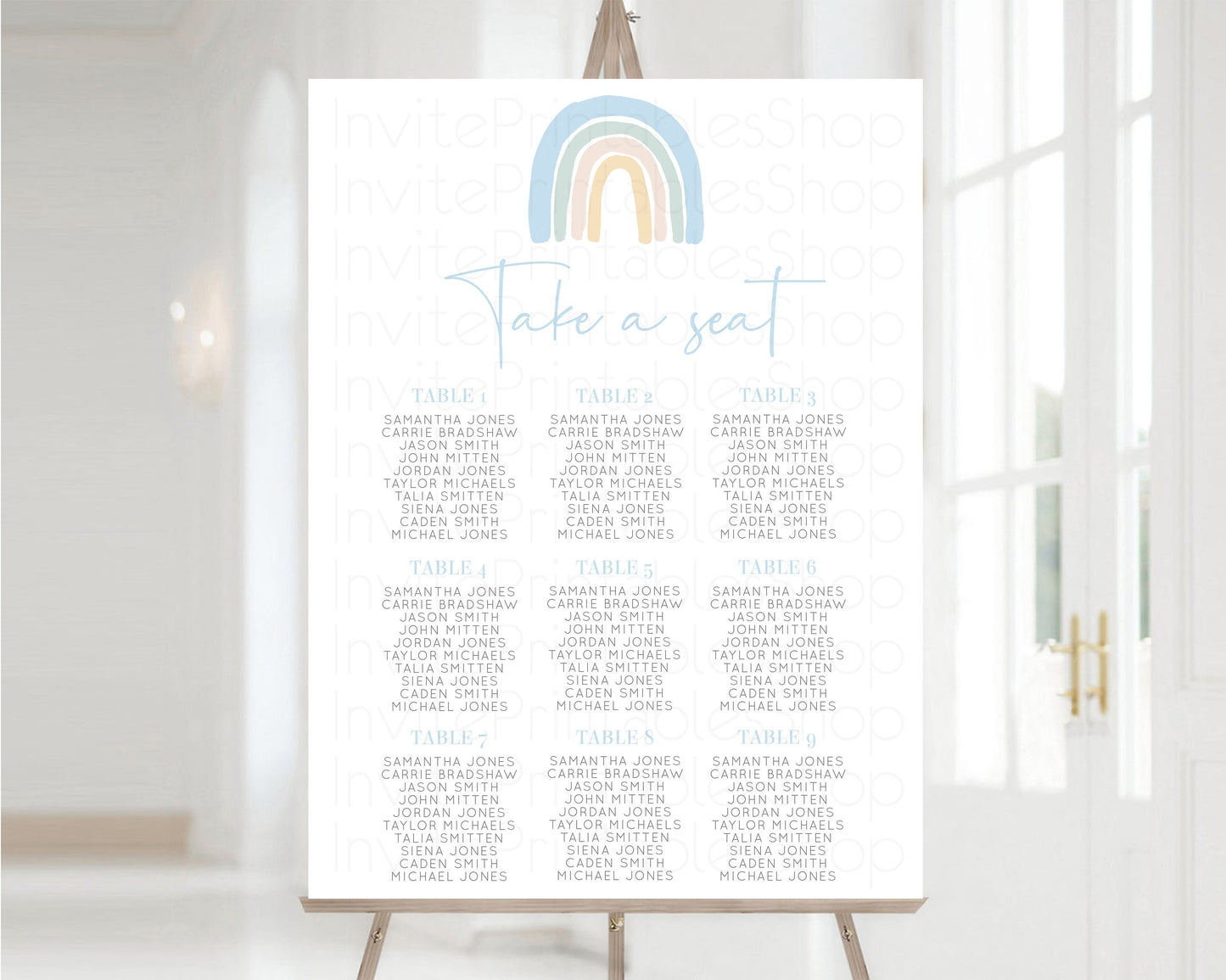 Rainbow Seating Chart Pastel Rainbow Seating Sign Splash Pastel Colors Seating Board for Christening Birthday Baptism Baby Boho Rainbow 14