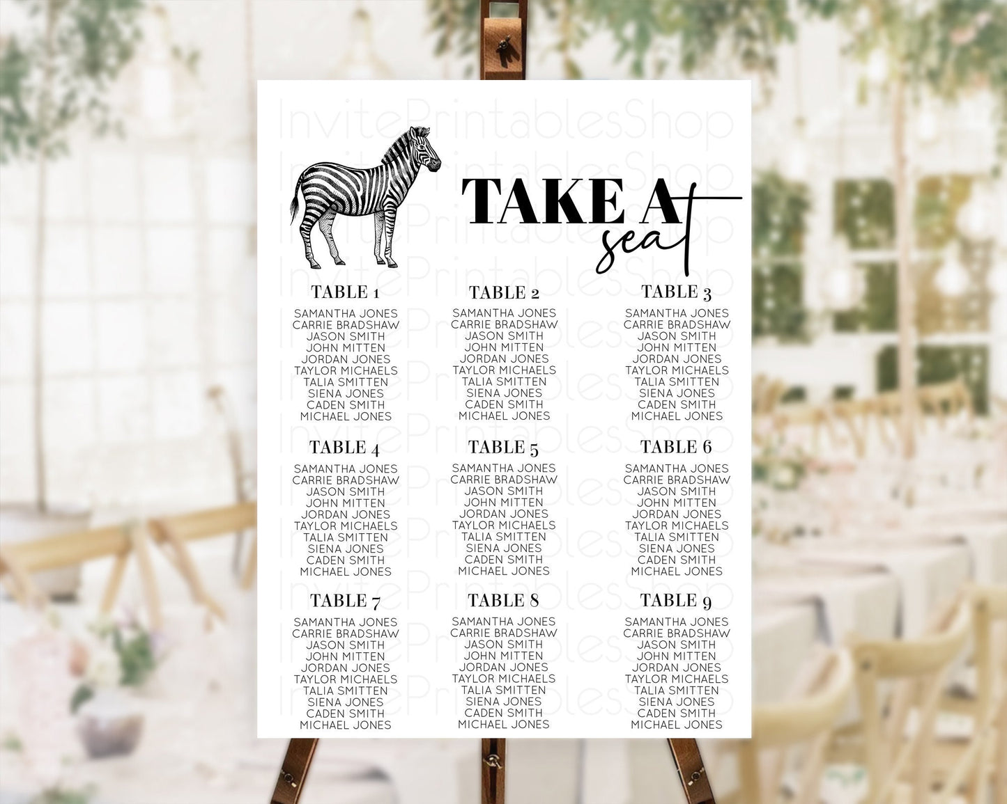 Zebra Seating Chart Zebra Seating Sign Zebra Take A Seating Chart Zebra Safari Adventure Decor Zoo Party Zebra Palm Leaf Décor D10249