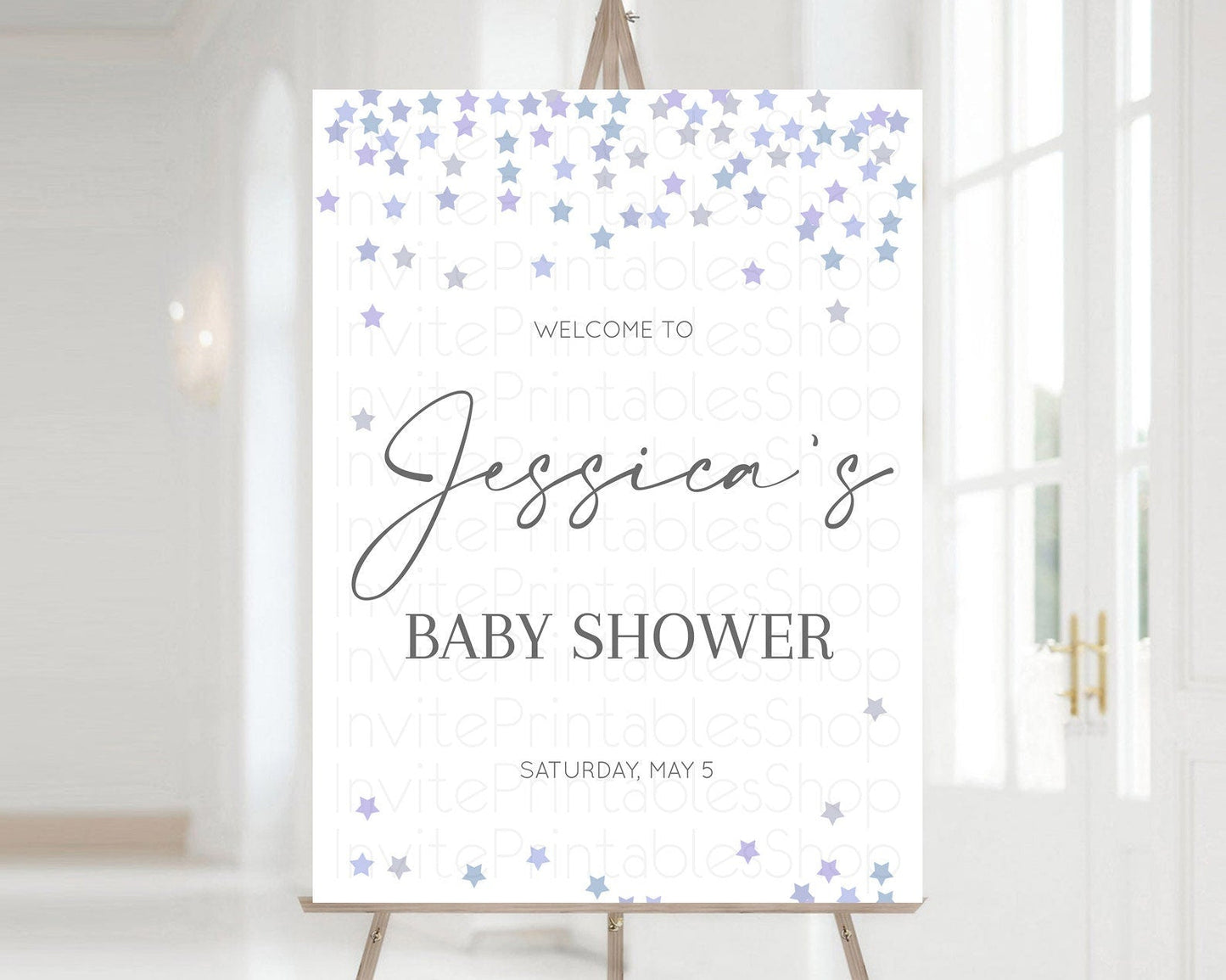Star Baby Shower Welcome Board Pastel Stars Welcome Sign Shooting Star Rainbow Colorful Confetti Twinkle Little Star Welcome Sign D10341