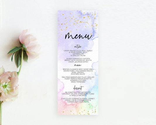 Editable Pastel Menu Pastel Rainbow Menu Template Colorful Pastel Table Deco