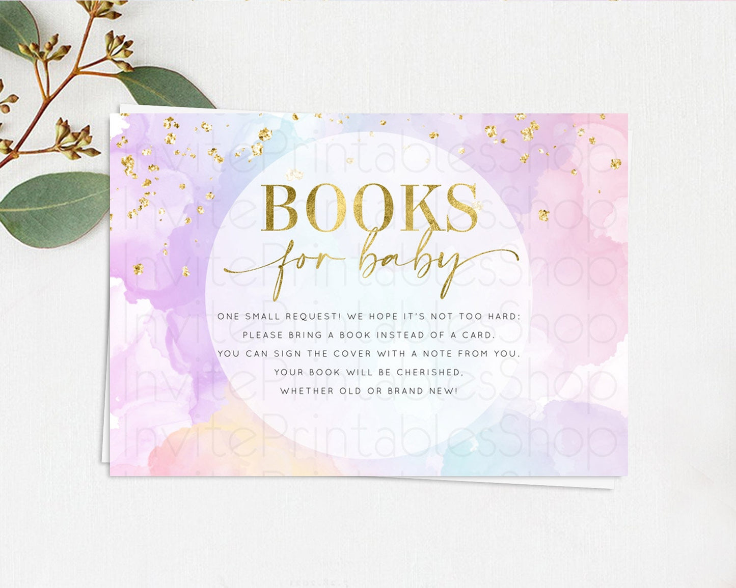 Pastel Books For Baby Card Pastel Rainbow Book Insert Colorful Ombre Watercolor Book Card Confetti Glitter Baby Book Poem Request D10623